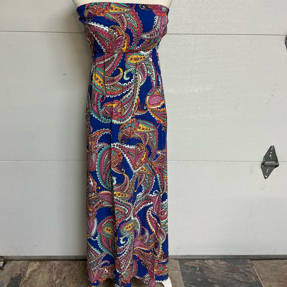 Banana Republic Strapless Paisley Maxi Dress Ladies Size 4 EUC WORN ONCE - Picture 3 of 14